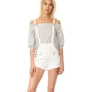 Free People Strappy Shortall Overalls Ivory 24